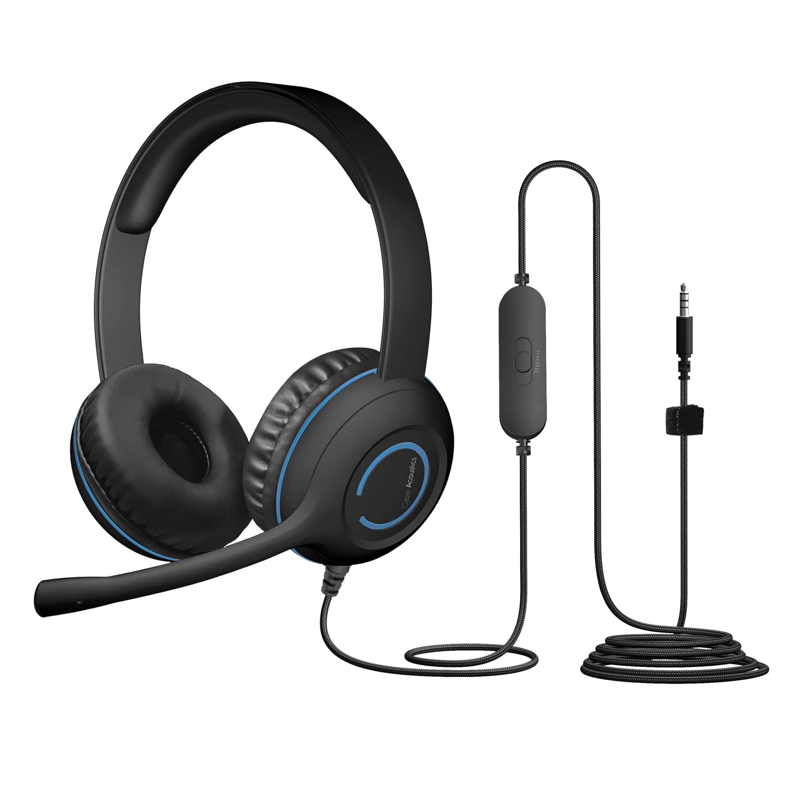 Cyber Acoustics 3.5mm Stereo Headset (AC-5002) with Noise Canceling Microphone for PCs, Tablets
