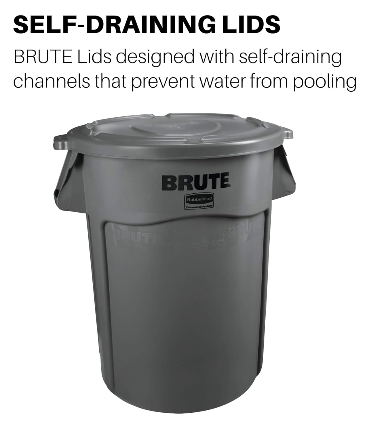 Rubbermaid BRUTE Commercial Flat Round Lid for BRUTE Containers