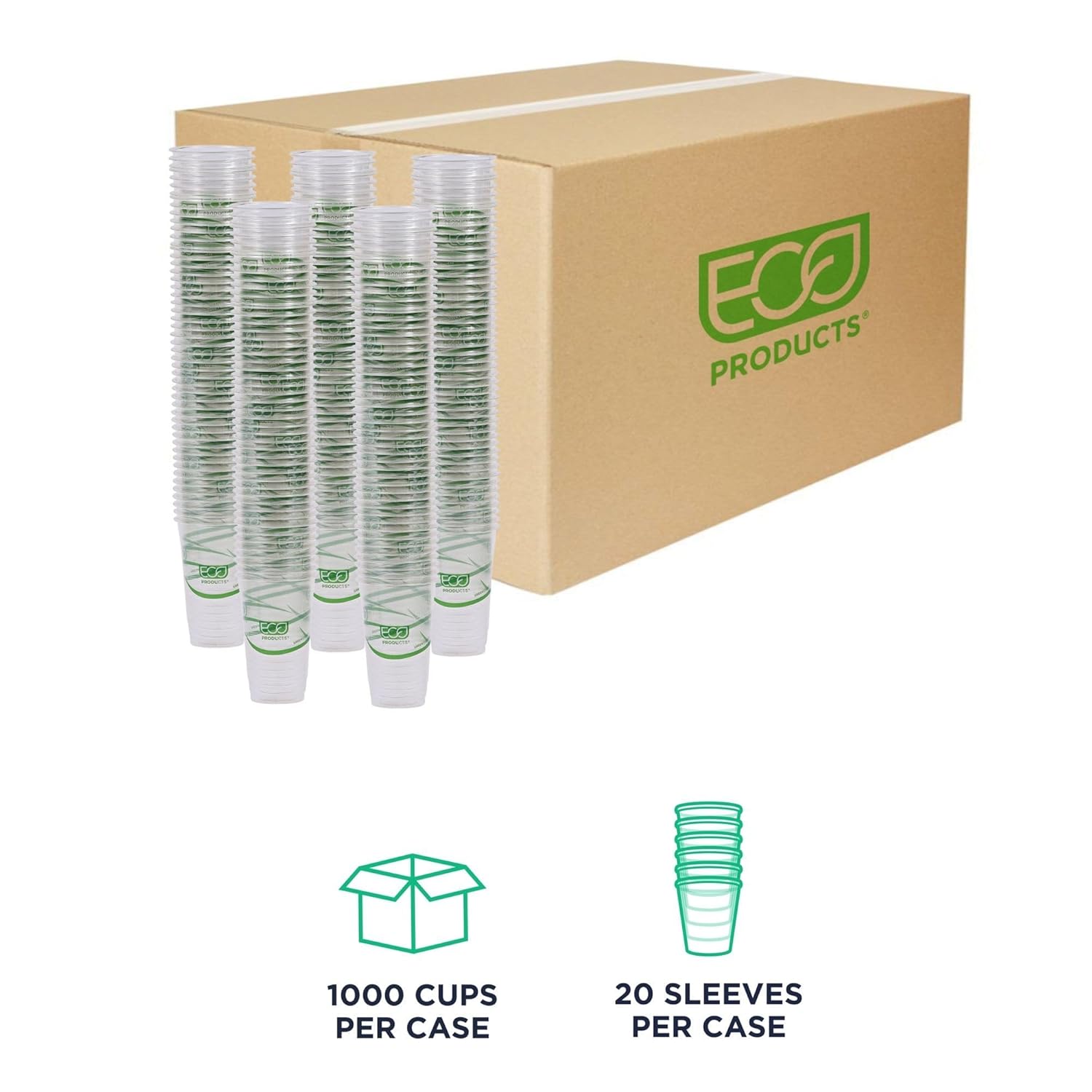 ECO-PRODUCTS GreenStripe Clear Compostable PLA Cold Cups