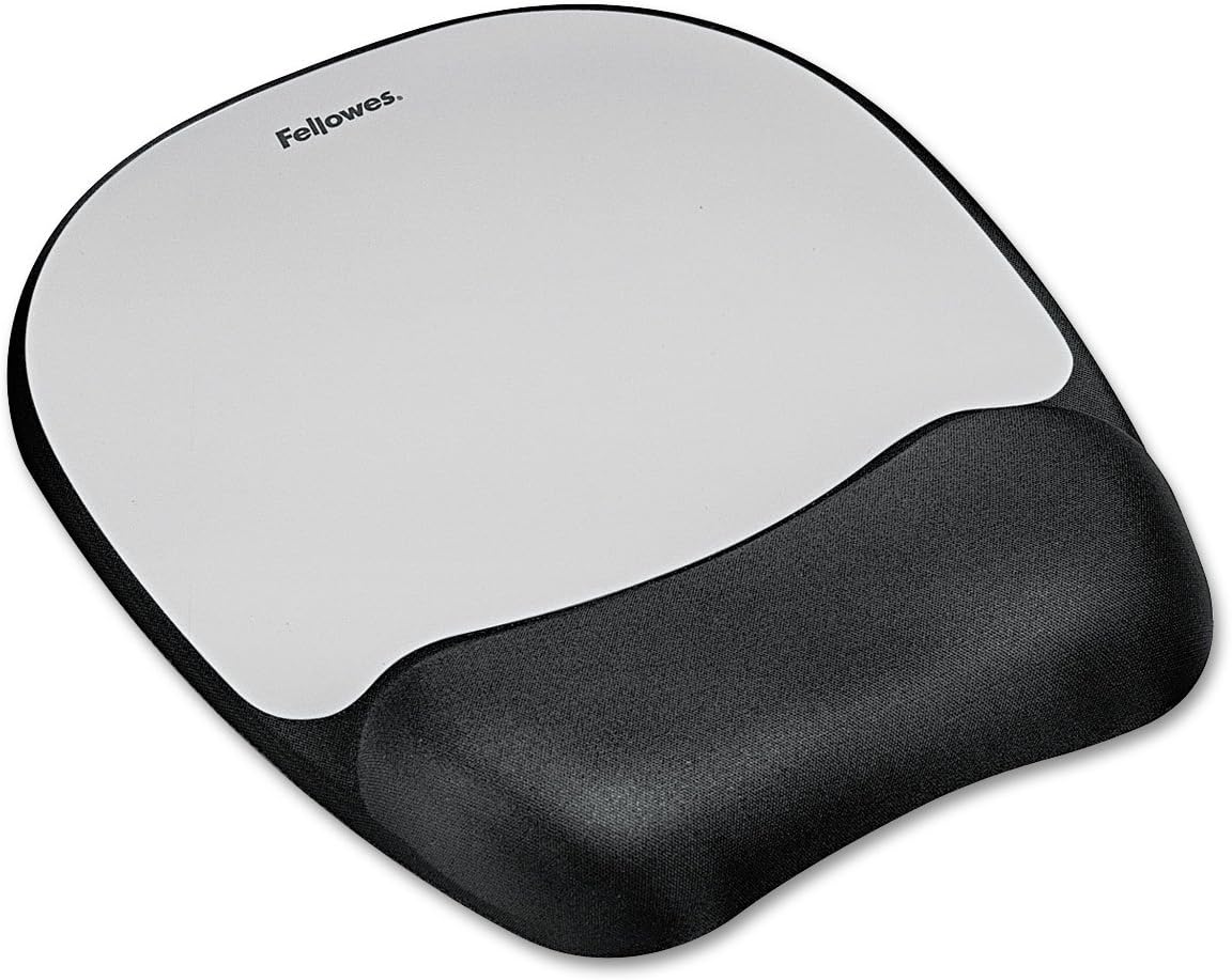 Fellowes Memory Foam Mouse Pad Wrist Rest 7 15/16 x 9 1/4 Black/Silver FEL9175801
