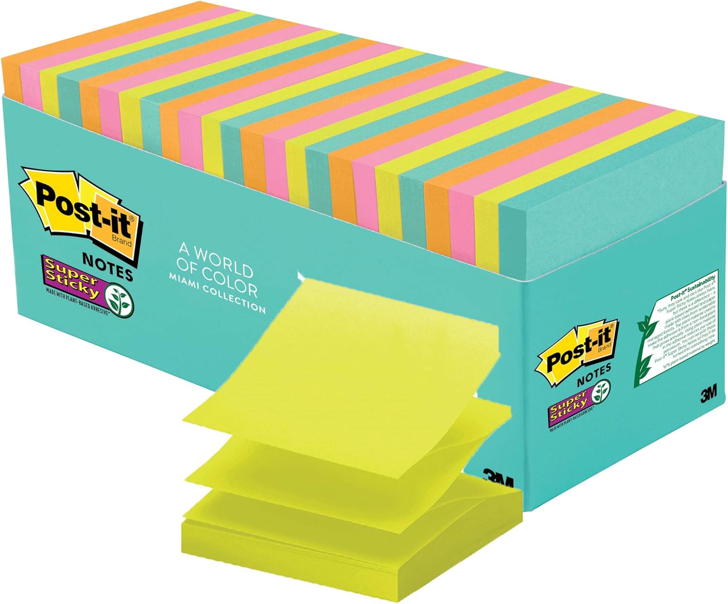 Post-it Super Sticky Pop Up Notes, 3 in x 3 in, 18 Pads, 90 Sheets/Pad, 2x the Sticking Power, School and Office Supplies