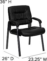 Flash Furniture Haeger LeatherSoft Tufted Executive Reception Chair with Padded Armrests, Upholstered Side Chair for Living Room or Office, Black Black Leathersoft/Black Frame