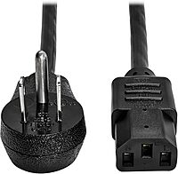 Tripp Lite Desktop Computer Power Cord, Right-Angle 5-15P to C13 - Heavy Duty, 15A, 125V, 14 AWG, 6 ft, Black (P007-006-15D)