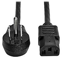Tripp Lite Desktop Computer Power Cord, Right-Angle 5-15P to C13 - Heavy Duty, 15A, 125V, 14 AWG, 6 ft, Black (P007-006-15D)