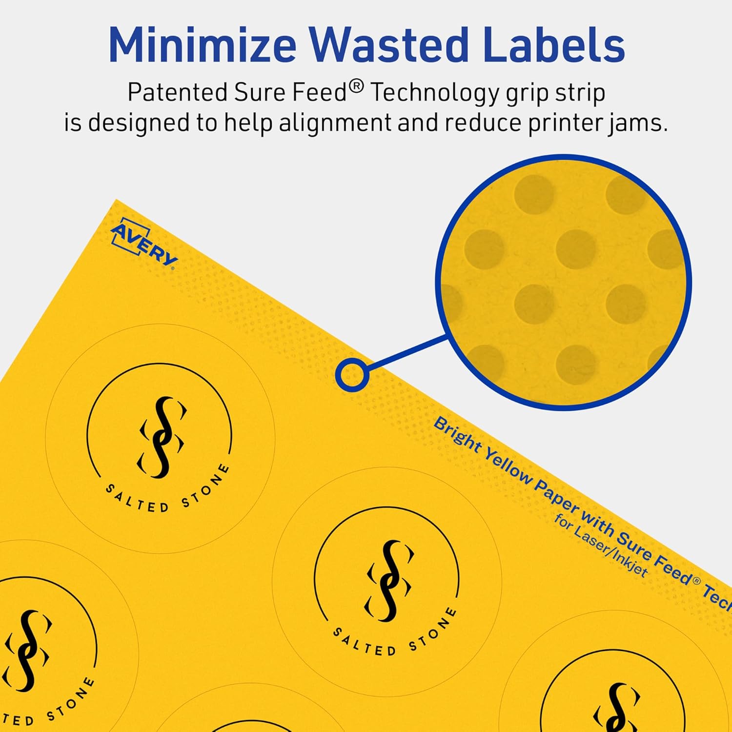 Avery Printable Round Labels, Sure Feed Technology, 2-1/4" Diameter, Print-to-the-Edge, Laser/Inkjet Printable