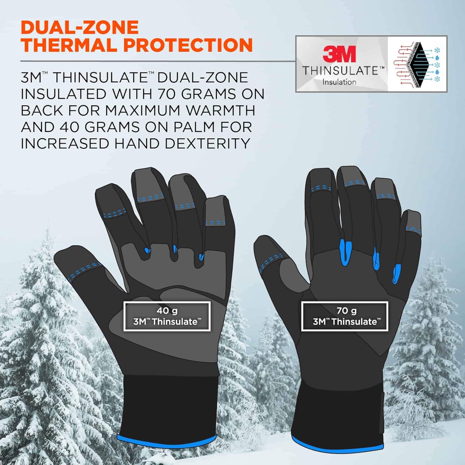ERGODYNE ProFlex 817 Thermal Insulated Touchscreen Reinforced Palm Work Gloves