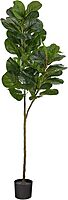 Nearly Natural Fiddle Leaf Fig 54inH Artificial Tree With Planter, 54inH x 8inW x 8inD, Green/Black