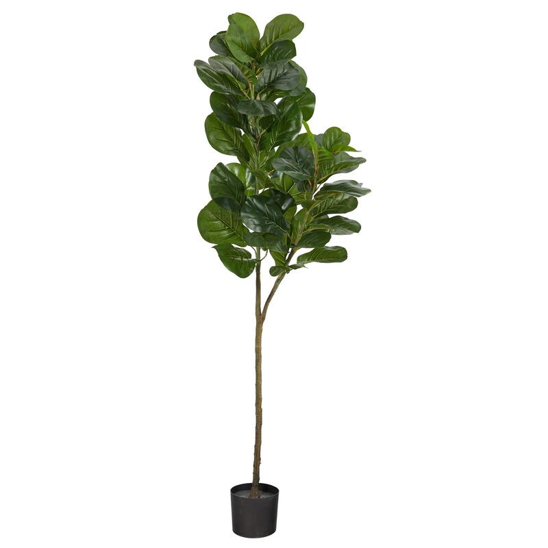 Nearly Natural Fiddle Leaf Fig 54inH Artificial Tree With Planter, 54inH x 8inW x 8inD, Green/Black