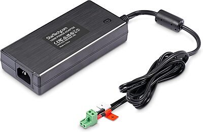 StarTech.com 160W Universal DC Power Adapter (24V/6.6A), 4ft(1.2m) 2-Wire Cord, 2/3-Pin Terminal Blocks, 100-240V AC/DC External Power Supply for Industrial USB Hubs, NA/UK/EU/ANZ (160W-POWER-ADAPTER)