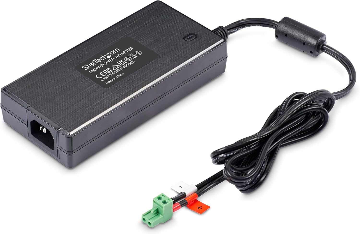 StarTech.com 160W Universal DC Power Adapter (24V/6.6A), 4ft(1.2m) 2-Wire Cord, 2/3-Pin Terminal Blocks