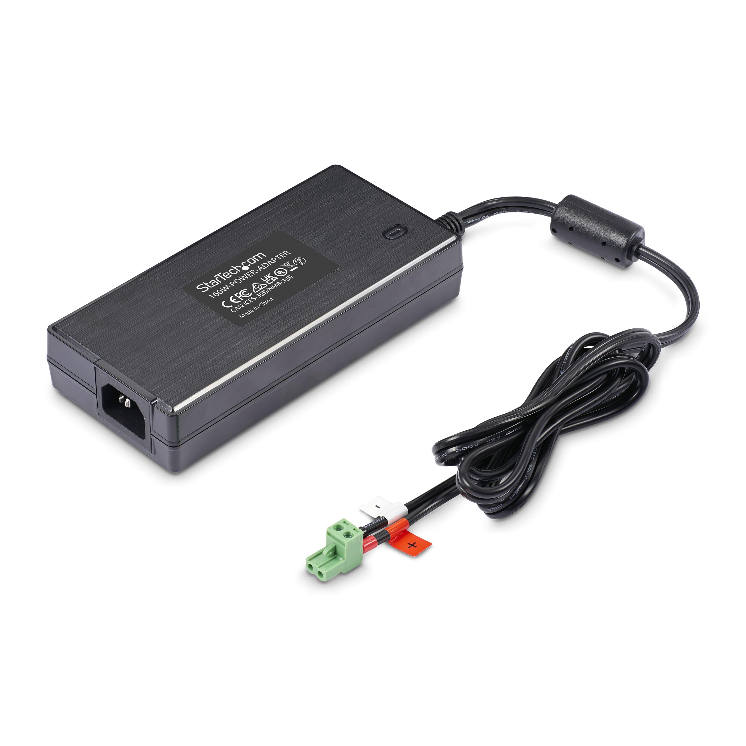 StarTech.com 160W Universal DC Power Adapter (24V/6.6A), 4ft(1.2m) 2-Wire Cord, 2/3-Pin Terminal Blocks