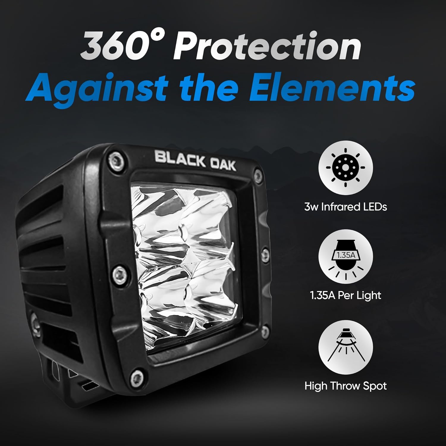 Black Oak Vehicle Infrared LED POD Light - Tactical LED Light POD Off Road Hunting for Night Vision 2 Inch