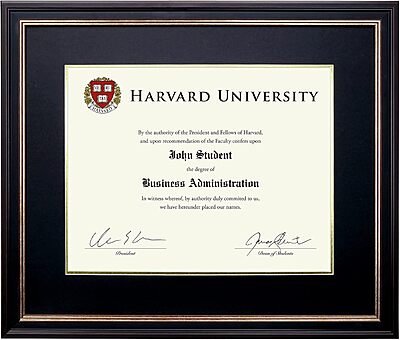 EXCELLO GLOBAL PRODUCTS Photo Document Frame: 11" x 14" with Double Mat Graduation Diploma Certificate Holder Wall Frame (Black/Gold/Red)