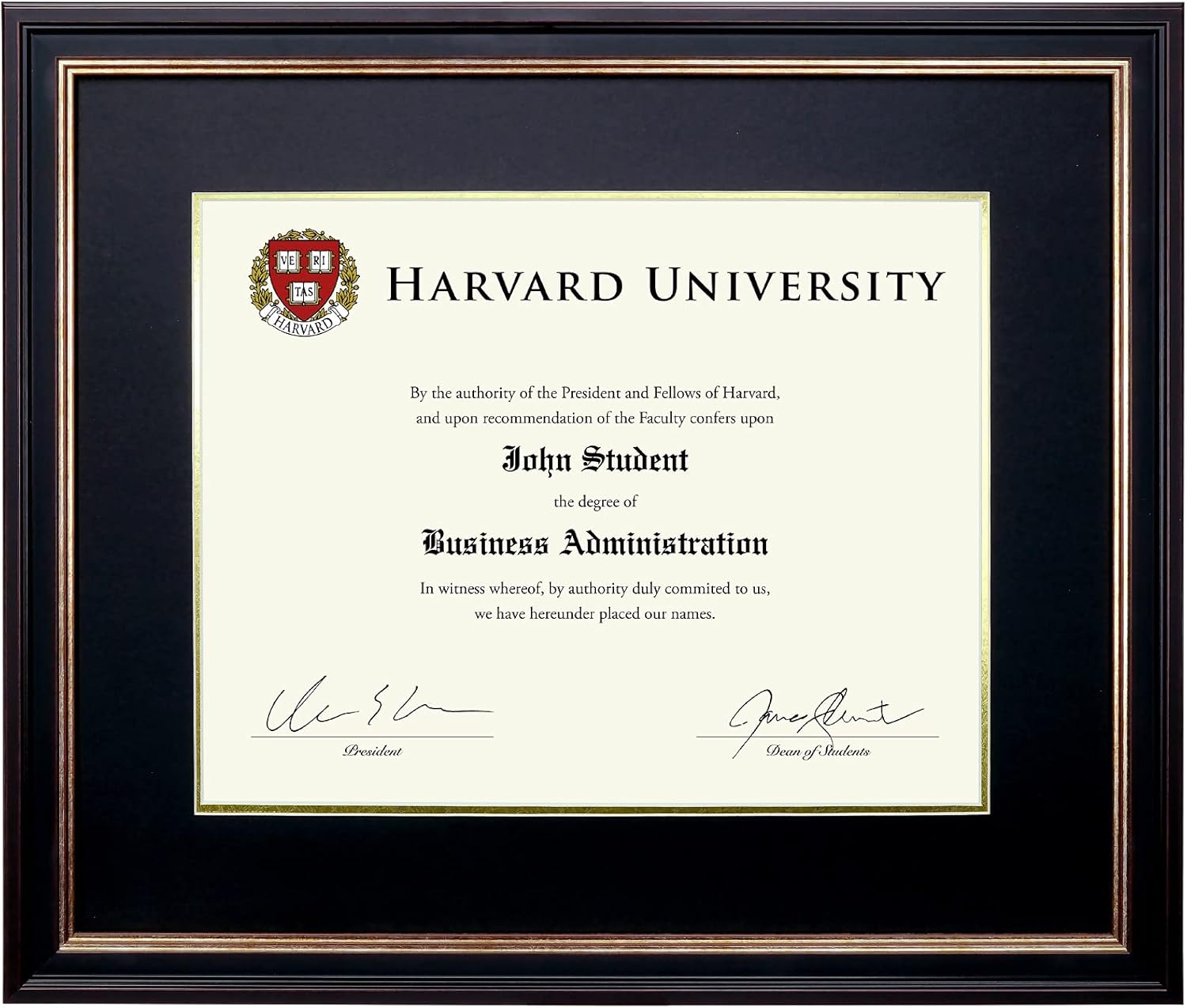 EXCELLO GLOBAL PRODUCTS Photo Document Frame: 11" x 14" with Double Mat Graduation Diploma Certificate Holder Wall Frame