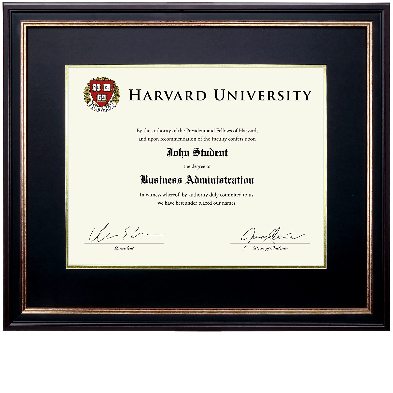 EXCELLO GLOBAL PRODUCTS Photo Document Frame: 11" x 14" with Double Mat Graduation Diploma Certificate Holder Wall Frame
