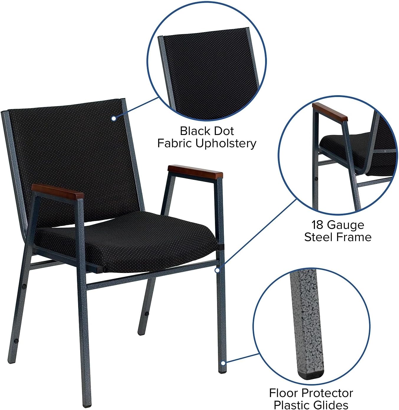 Flash Furniture HERCULES Series Heavy Duty Fabric Stack Chair with Arms and Ganging Bracket