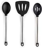 MegaChef Tool Black Utensil Set, 14 Piece, Gray and Stainless Steel