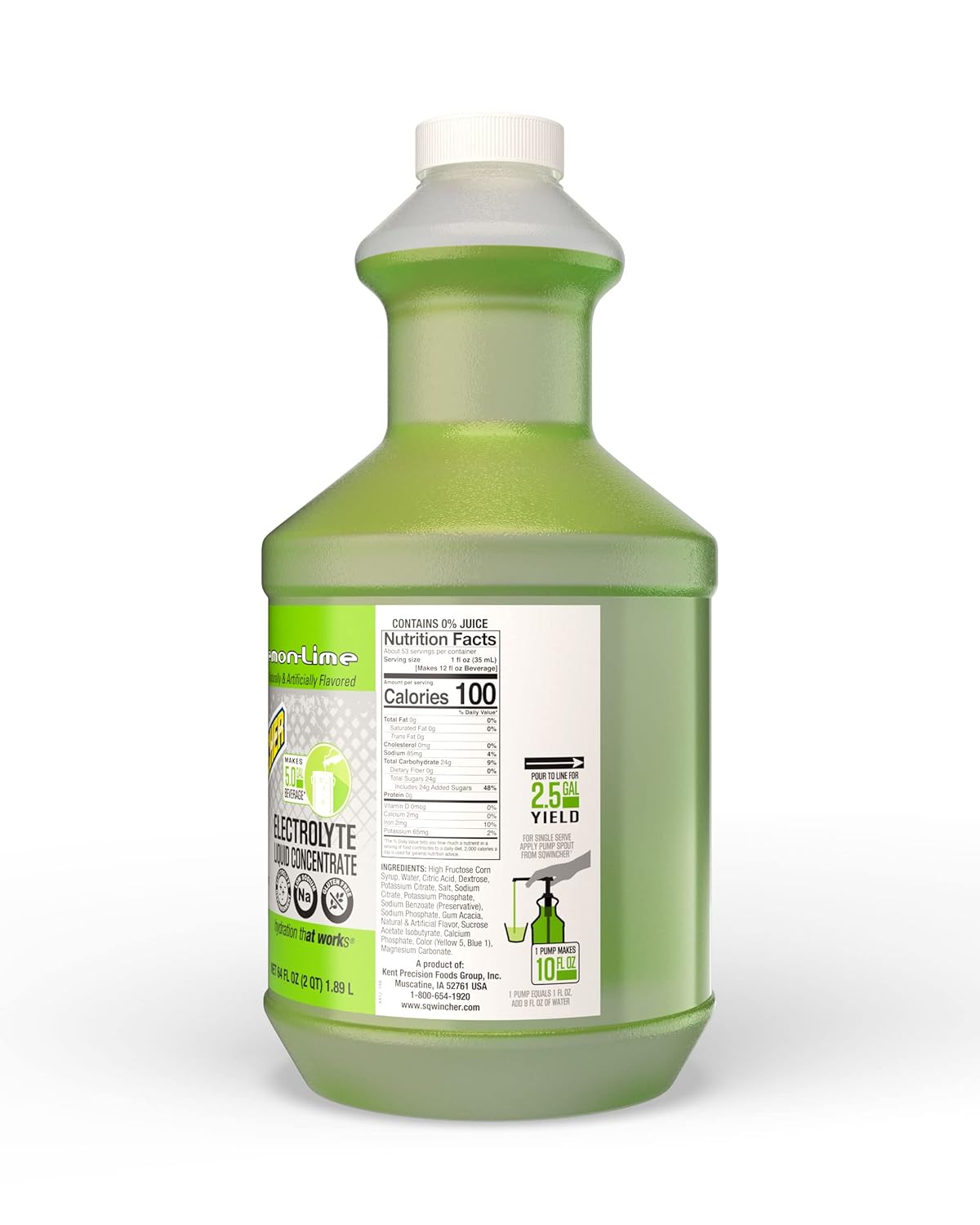 Sqwincher Liquid Concentrate, Lemon Lime, 64 fl oz (Pack of 6)