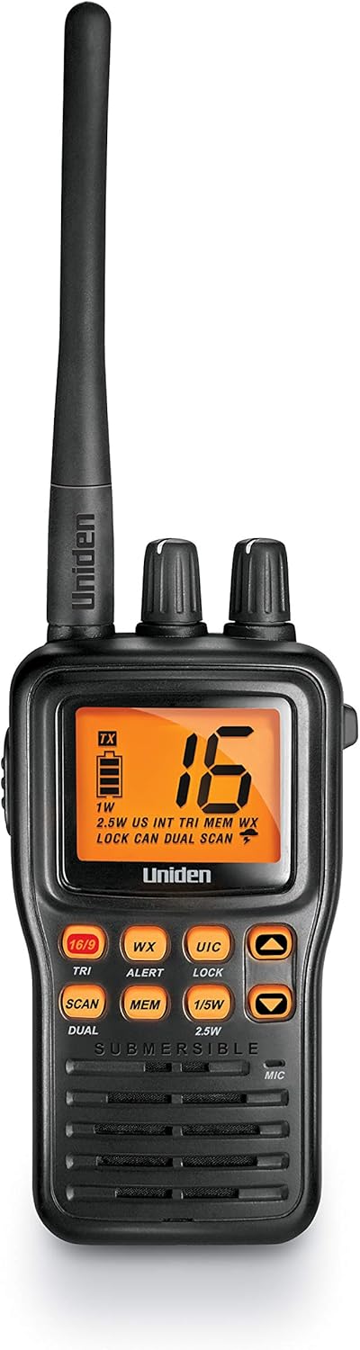 Uniden MHS75 Waterproof Handheld 2-Way VHF Marine Radio, Submersible
