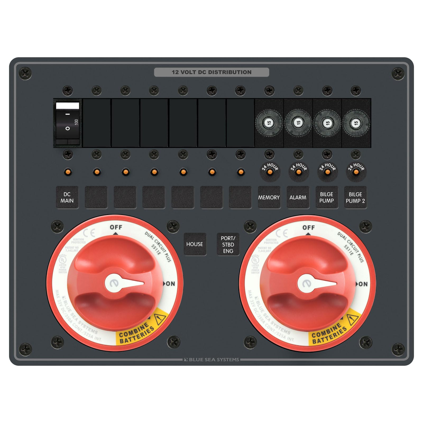 Blue Sea Systems 8693 Triple Battery Bank Management Panel for Twin Engine Configurations
