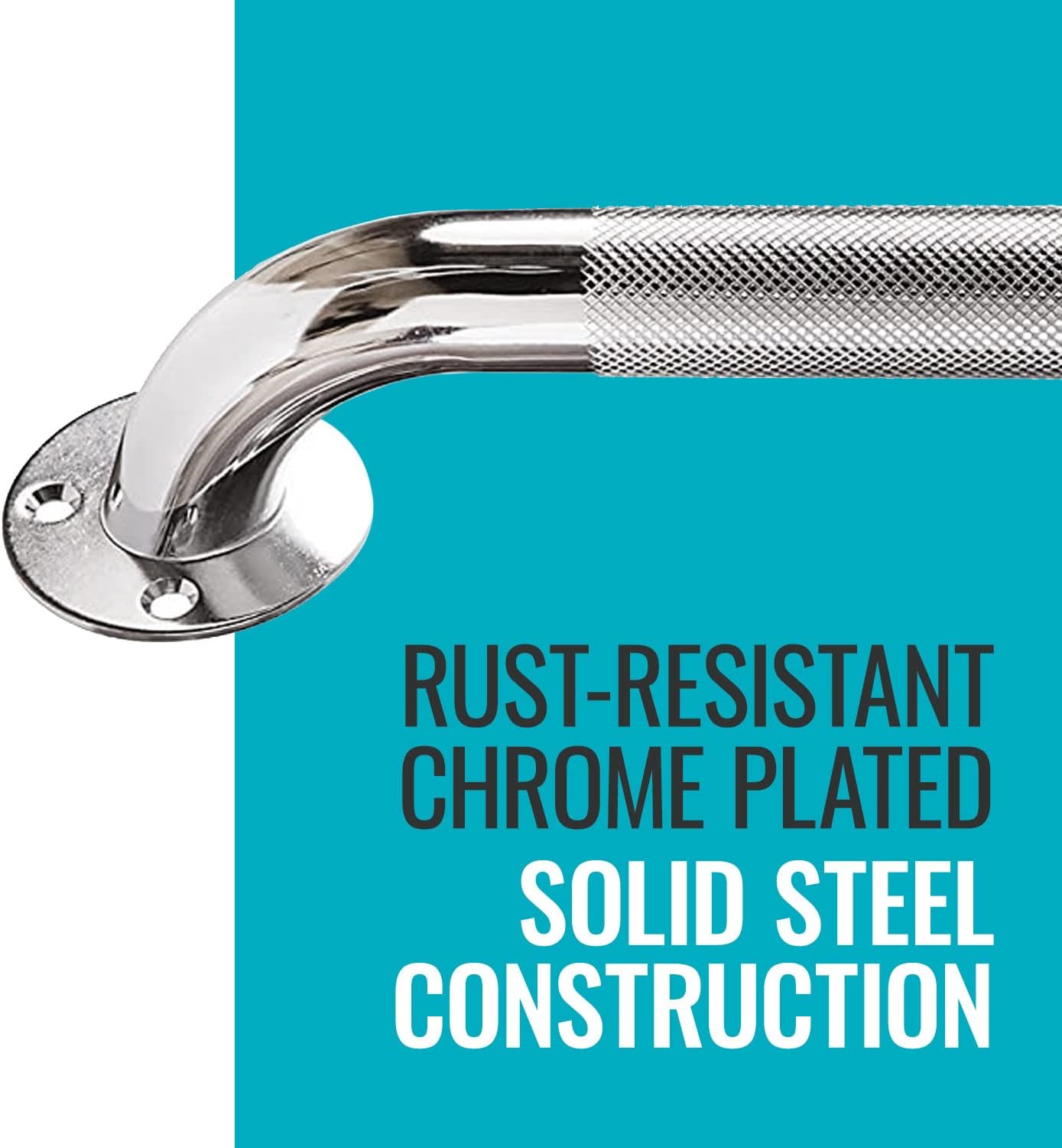 DMI Textured Grab Bar for Bathroom, Chrome-Plated Knurled Steel