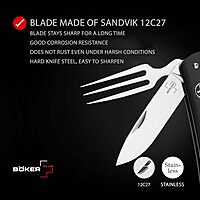 Böker Plus® Tech Tool Fork - noble pocket knife with fork - foldable camping cutlery - design travel cutlery - foldable outdoor cutlery with clip