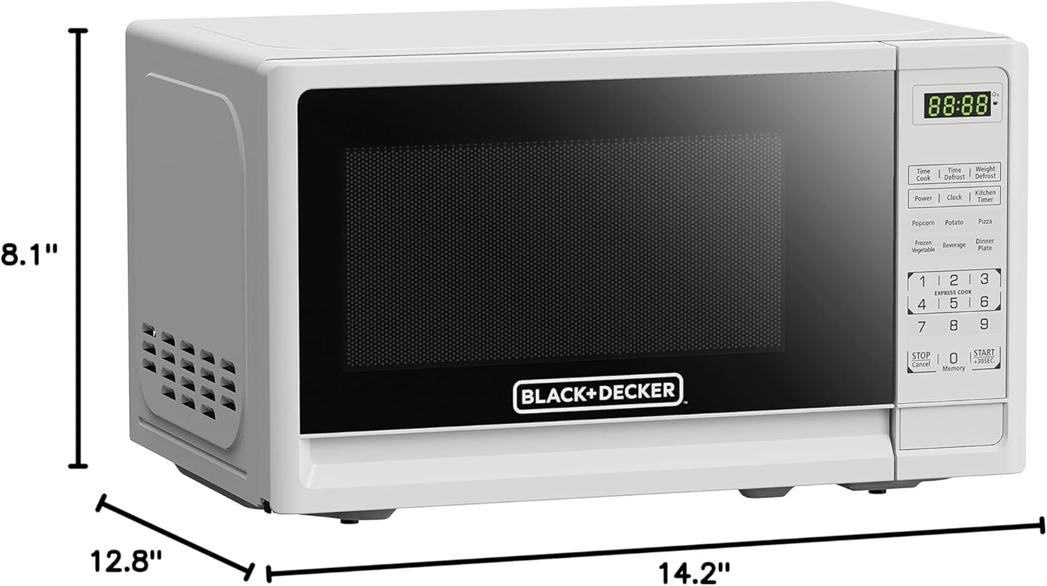 BLACK+DECKER Compact Countertop Microwave Oven 0.7 Cu. Ft. 700-Watts with LED Lighting, Child Lock, White