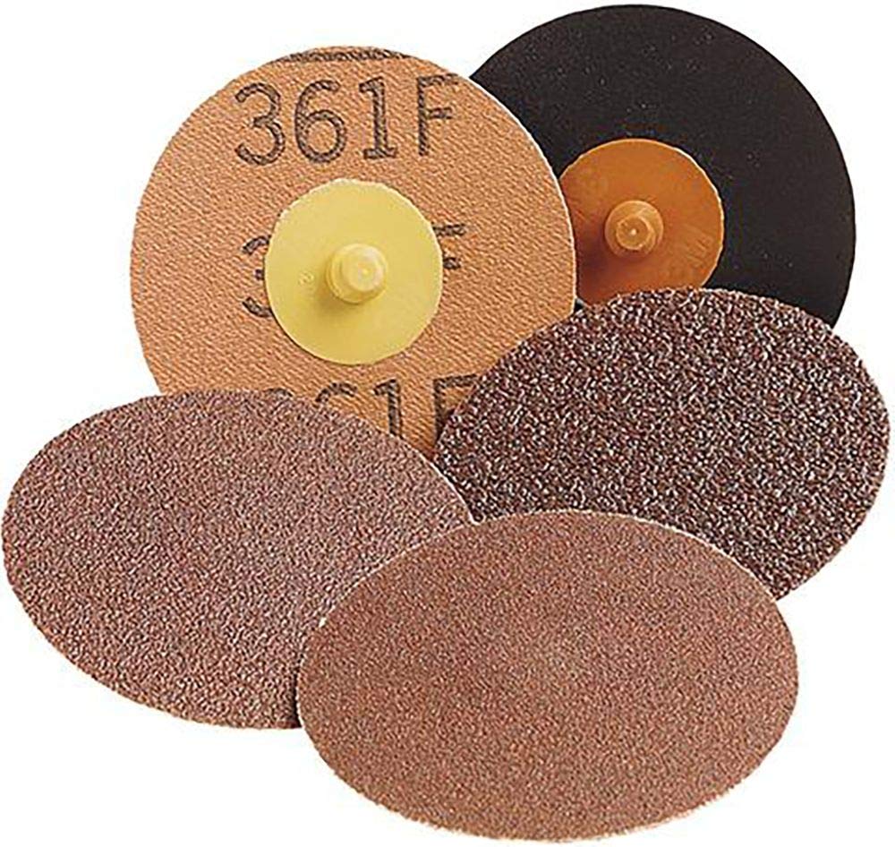 3M 361F 80 Grit, 3" Diameter Aluminum Oxide Roloc Cloth Disc, YF Weight (50 Pack)
