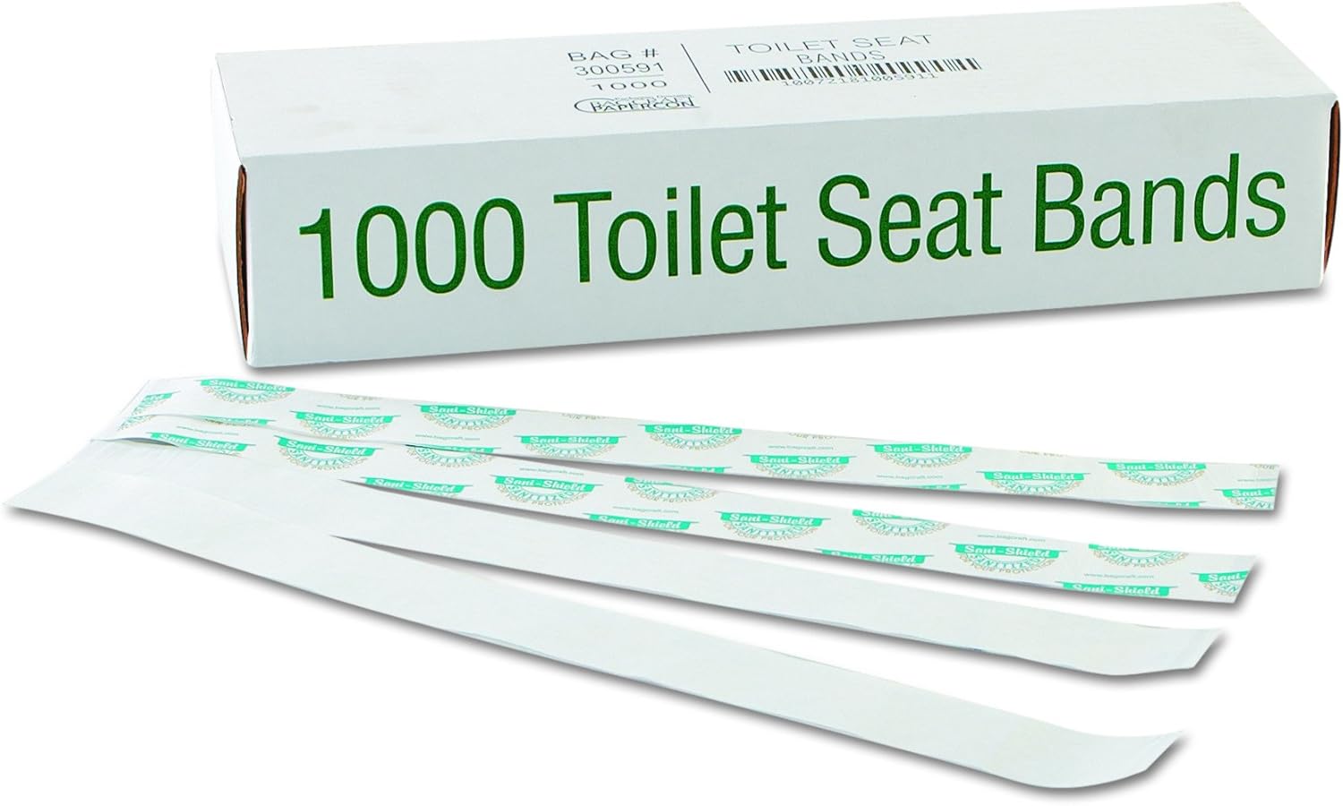 Bagcraft BGC300591 Sani/Shield Printed Toilet Seat Paper Band, Blue/White, 16" Length, 1-1/2" Width, Pack of 1000 1-Pack