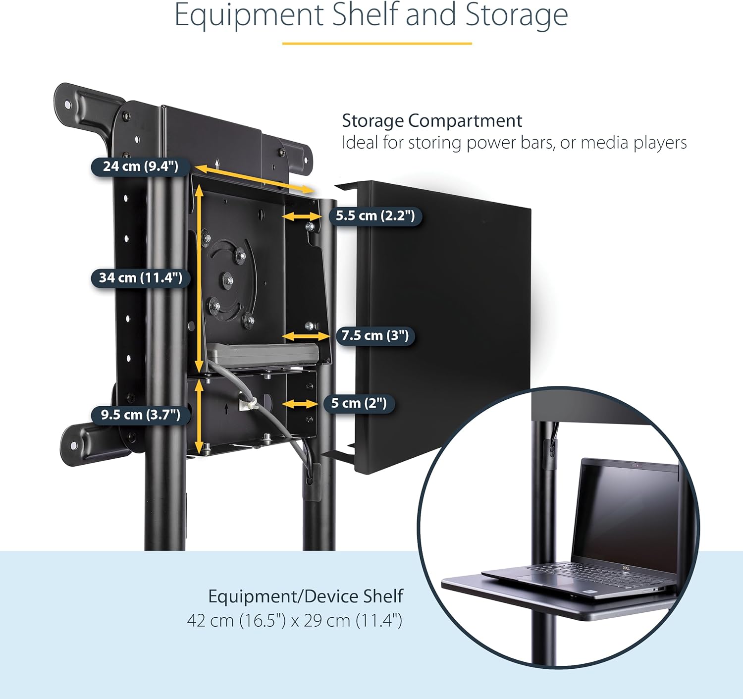 StarTech.com Mobile TV Cart - Portable Rolling TV Stand for 37-70" VESA Display (154lb/70kg)