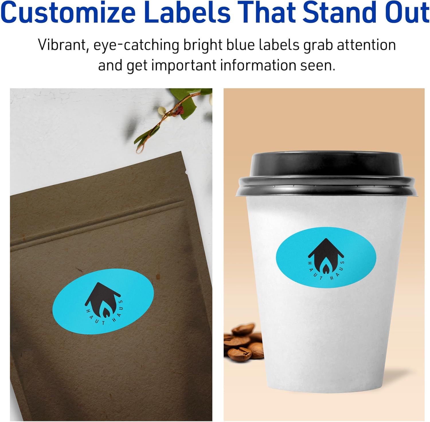 Avery Printable Oval Labels, Sure Feed Technology, 1-1/8" x 2-1/4", Bright Blue Labels, Print-to-The-Edge