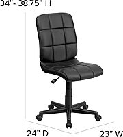 Flash Furniture Clayton Mid-Back Tufted Vinyl Upholstered Swivel Desk Chair with Padded Seat, Modern Adjustable Height Padded Office Chair, Black