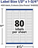 AVERY Glossy Clear Rectangle Labels, Sure Feed Technology, 0.5" x 1.75"