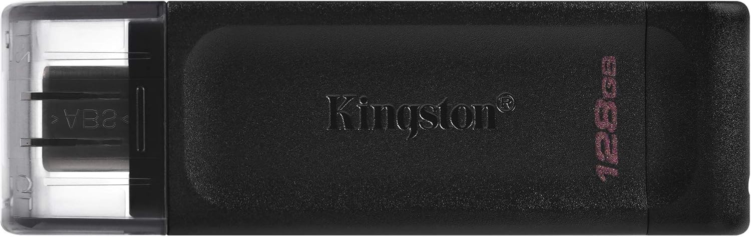 Kingston DataTraveler 70 128GB Portable and Lightweight USB-C flashdrive with USB 3.2 Gen 1 speeds DT70/128GB, Black