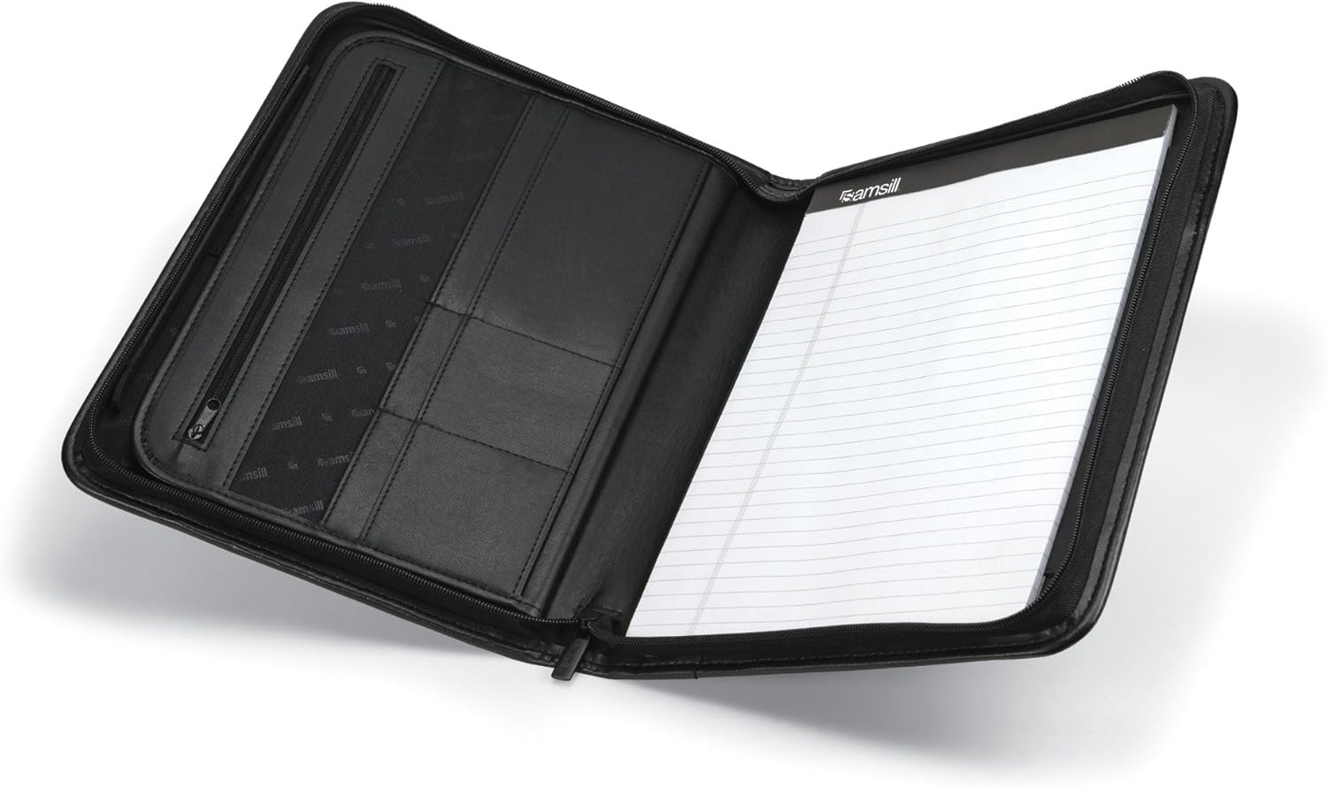 Samsill Professional Padfolio with Secure Zippered Closure, 10.1 Inch Tablet Sleeve, and 8.5 by 11 Inch Notepad, Black