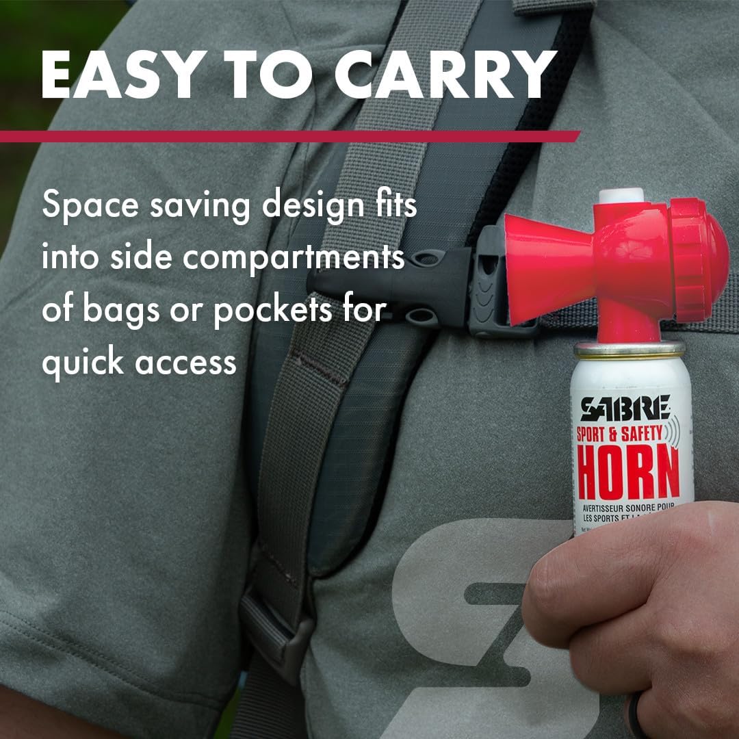 SABRE Sport and Safety Horn, 130 dB Air Horn, 60 ¼ Second or 25 ½ Second Bursts, Audible Up to 1/2-Miles (804-Meters)