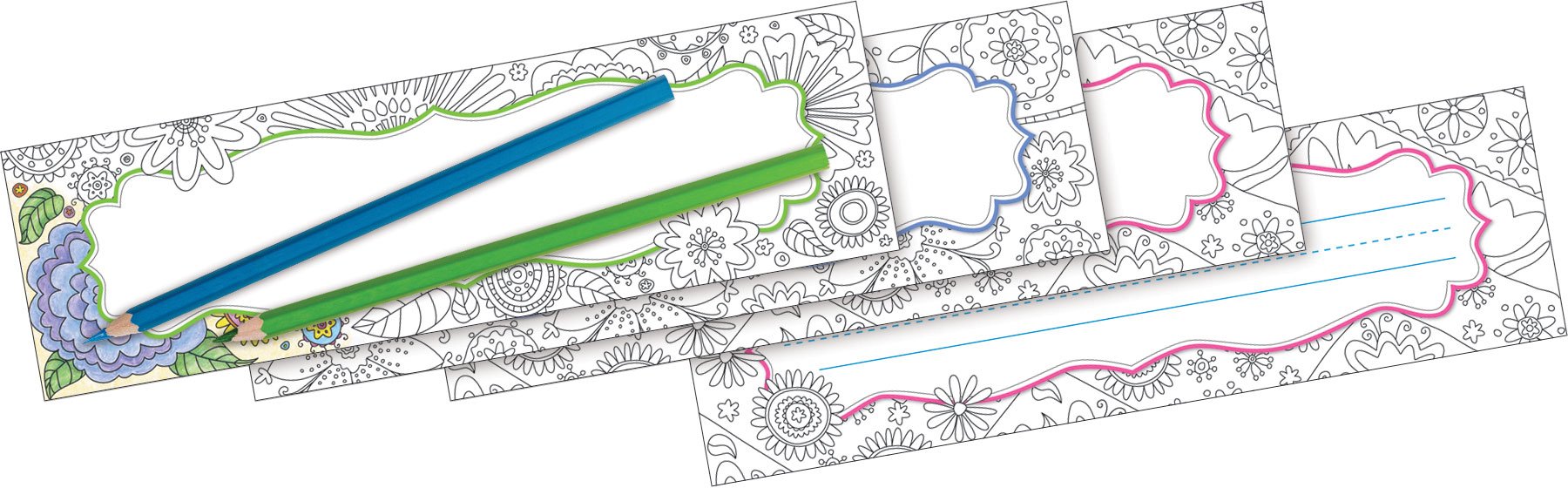 BARKER CREEK Double-Sided Desk Nameplates & Bulletin Board Signs, Color Me In My Garden, Multi-Purpose Desk Nameplates