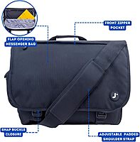 J World New York Thomas Laptop Messenger Bag for Women & Men. Kids Computer Bookbag Black