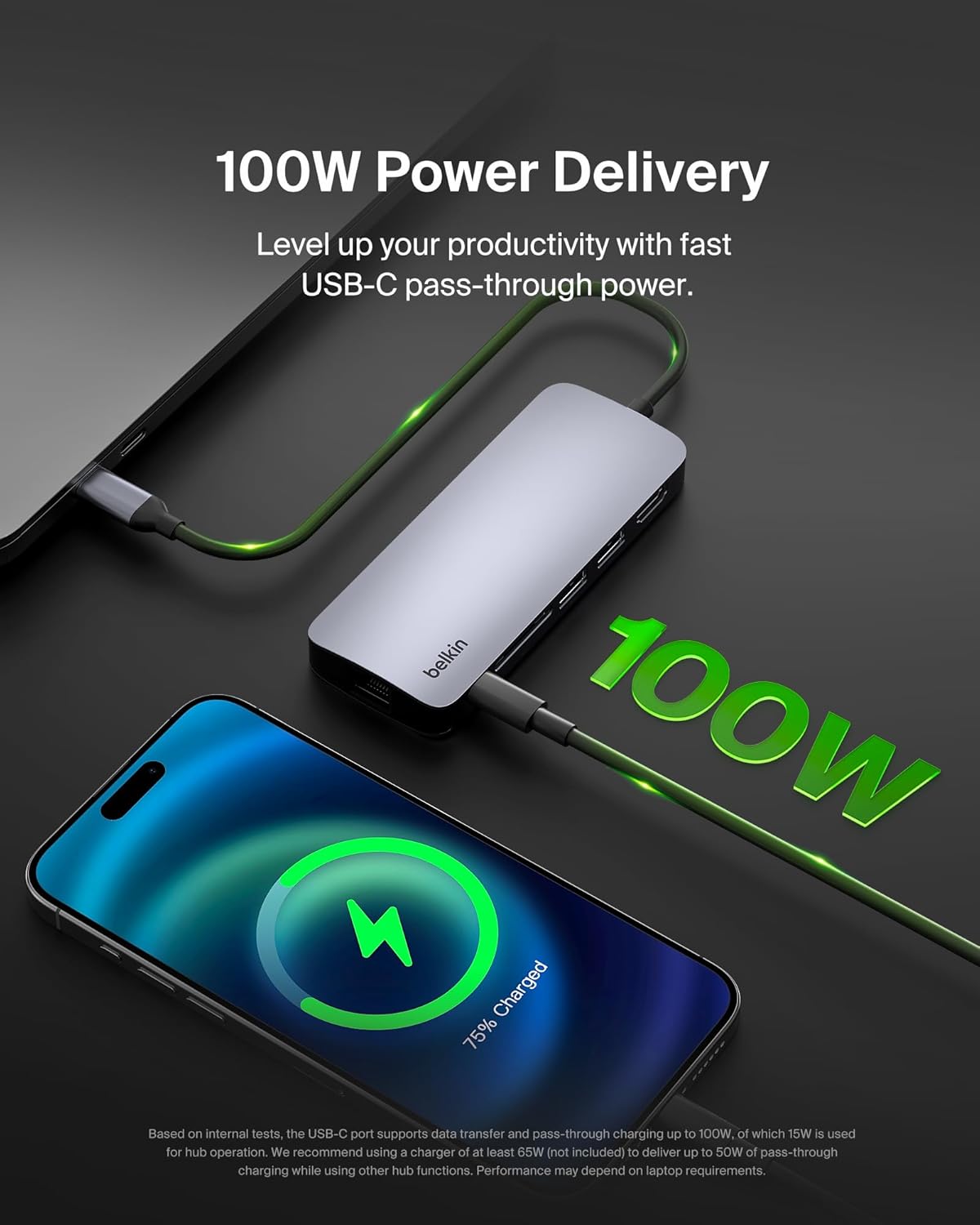 Belkin USB-C Hub - 6-in-1Multi-PortAdapter Dock with 4K HDMI, USB-C 100W PD Pass-Through Charging, 2X USB-A Ports