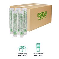 ECO PRODUCTS GreenStripe Clear Compostable 9oz PLA Plastic Cups, Case of 1000, Disposable Renewable Plant-Based Cold Cups