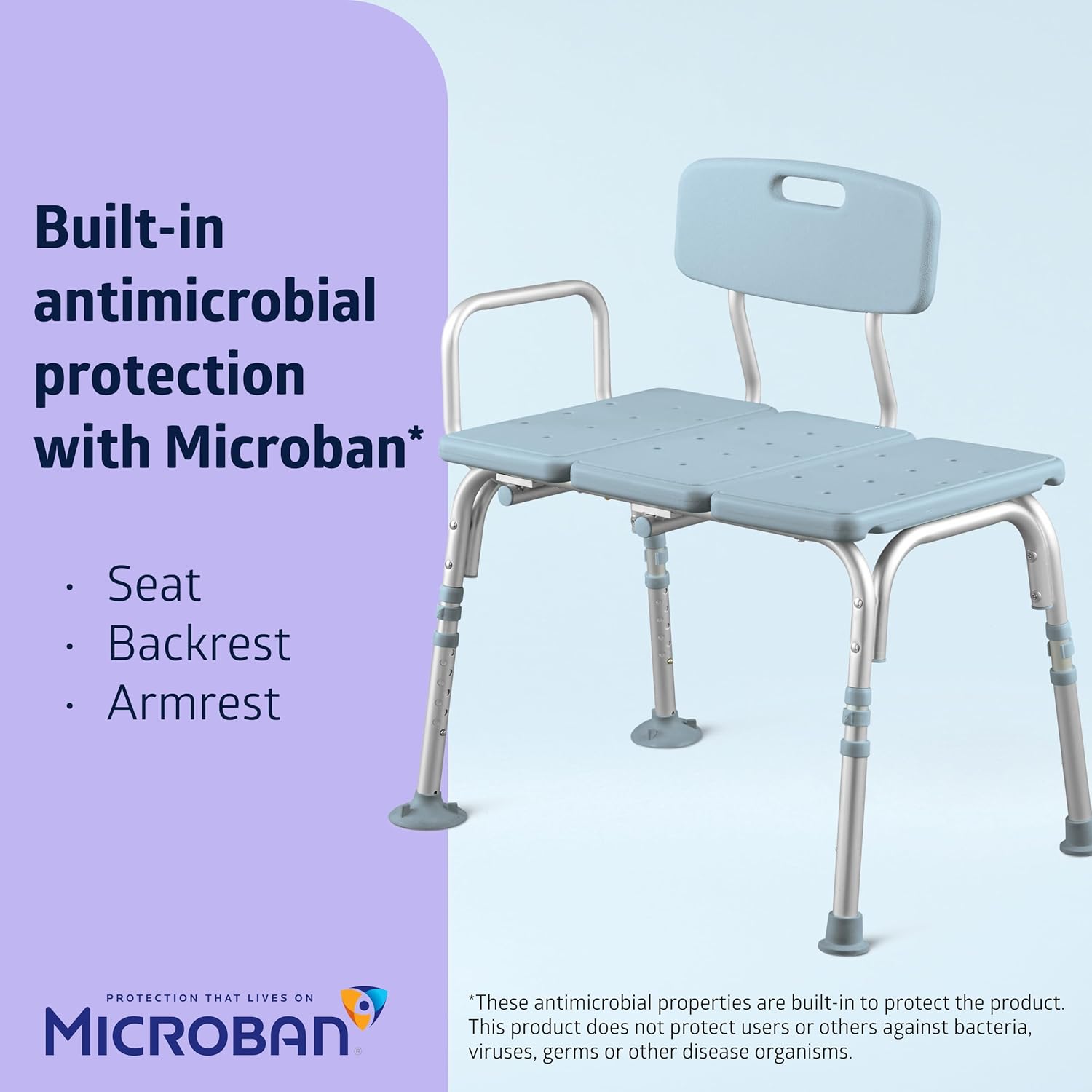 Medline Tub Transfer Bench and Shower Chair with Microban Antimicrobial Protection