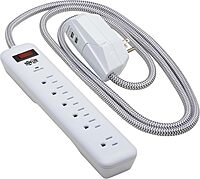 Tripp Lite Surge Protector Power Strip 7-Outlet with 2 USB Ports 6ft Cord White (TLP616USB)