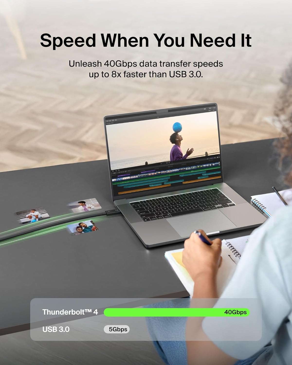 Belkin Thunderbolt 4 Cable USB-C to USB-C w/ 100W Power Delivery