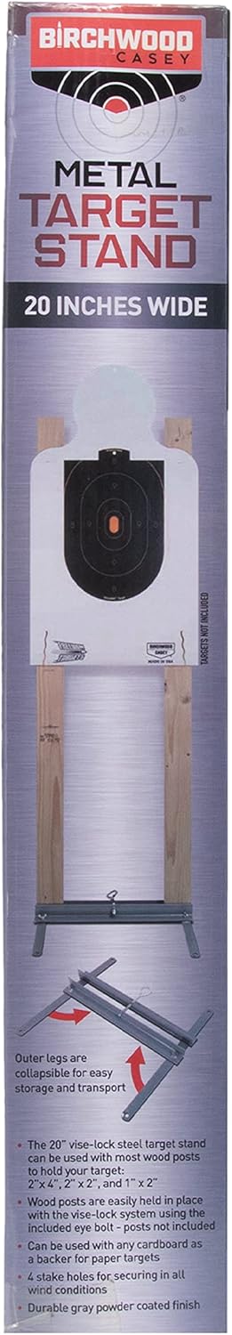 Birchwood Casey 20" Steel Folding Target Stand for Shooting - Durable Versatile Target Base Stand with Collapsible Legs