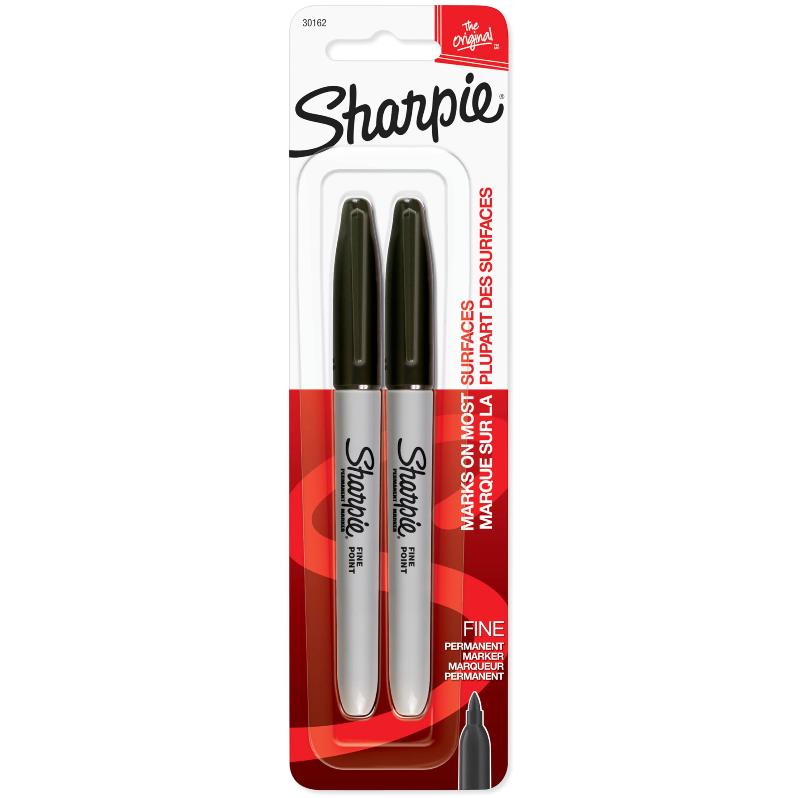 Sharpie 30162PP Permanent Markers, Fine Point, Black, 2 Count