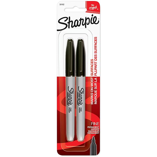 Sharpie 30162PP Permanent Markers, Fine Point, Black, 2 Count