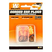 Walker's 25dB NRR Noise-Reducing ANSI S3.19 Hearing Protection Shooting Hunting Work Soft Comfortable 23" PVC Corded Rubber