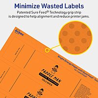 Avery Printable Rectangle Labels, Sure Feed Technology, 1" x 7", Bright Orange, Print-to-The-Edge, Laser/Inkjet Printable