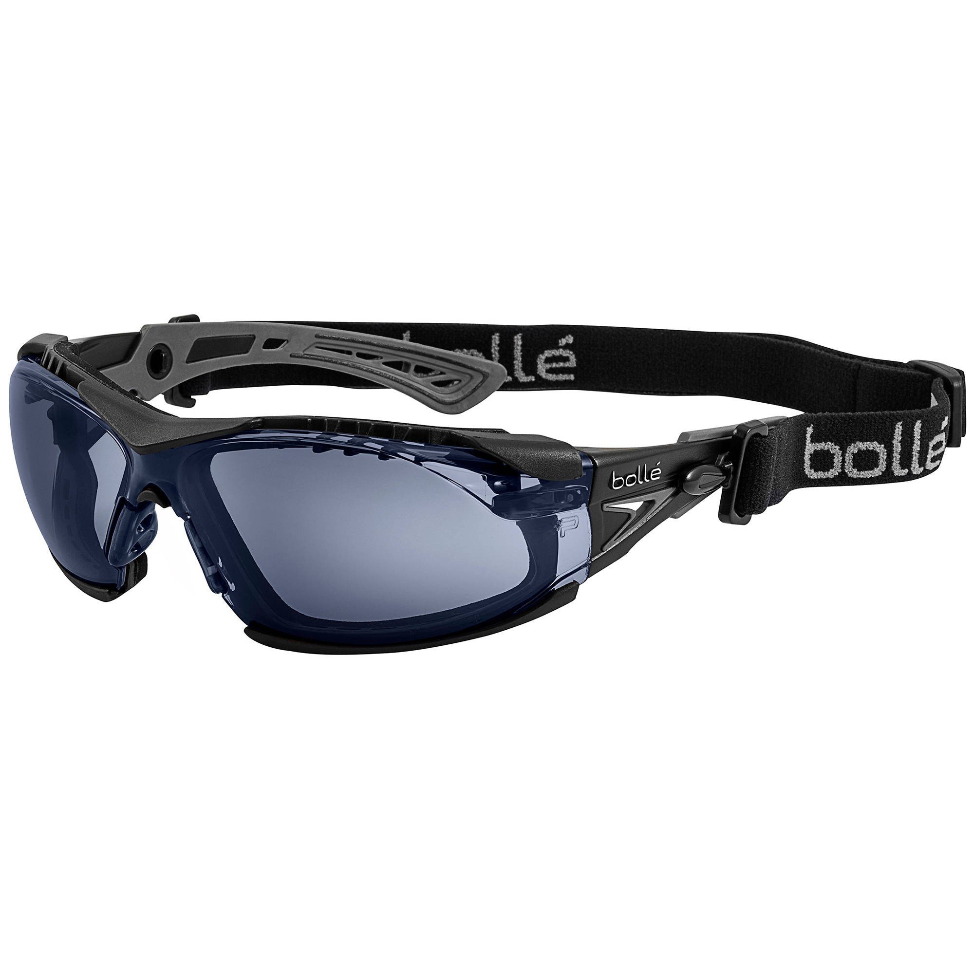 Bolle Safety Rush+ Safety Glasses with Assembled Foam and Strap Smoke