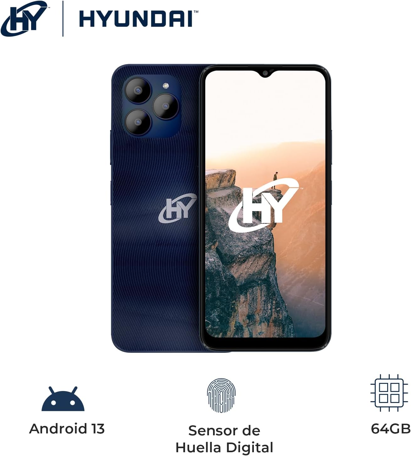 HYLine, 6.51" HD, T606, Android 13, 4GB RAM, 64GB Storage, 8MP Front, 13+2+.03MP Rear, Side Fingerprint